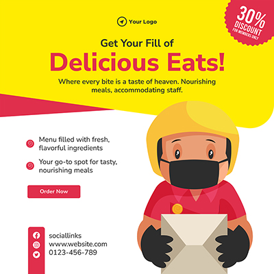 Order delicious food online banner post template