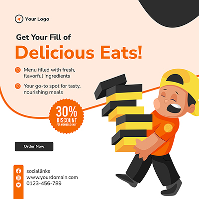 Order delicious food online banner template