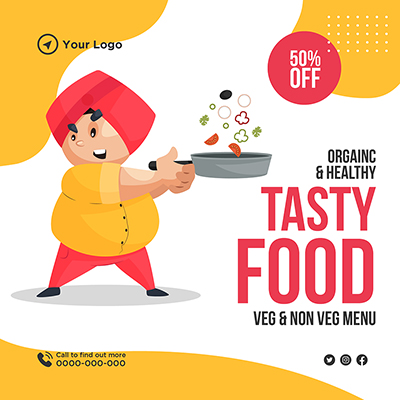 Organic and healthy tasty food on banner template