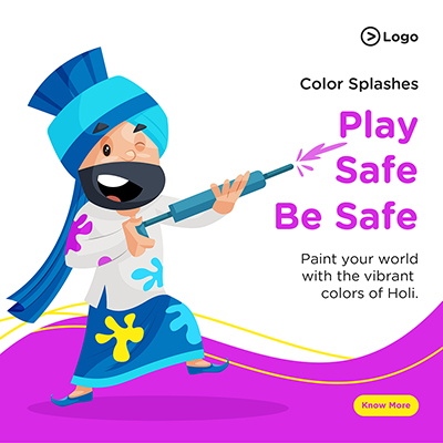Play safe holi festival banner template