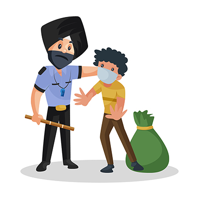 Sardar watchman is beating the thief with baton