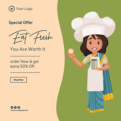 Special offer eat fresh food banner post template
