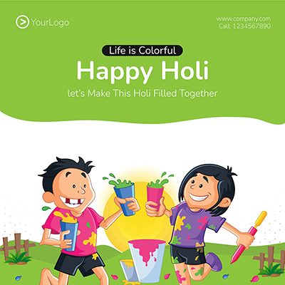 Template banner for colorful happy holi