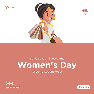 Template banner of womens day event with poster