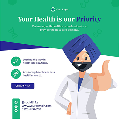 Template post with healthcare medical services banner