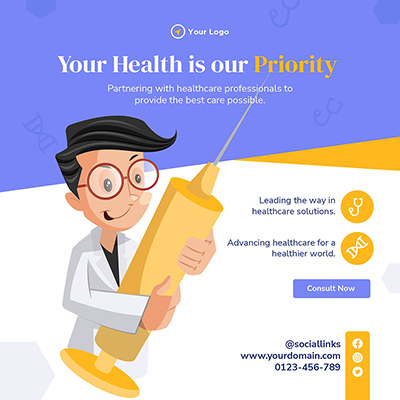 Template post with medical healthcare services banner