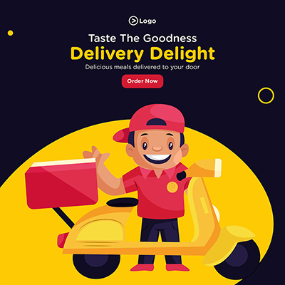 Banner post template of food delivery services