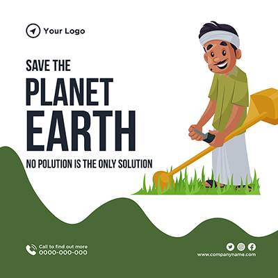Banner post template of save earth with no pollution