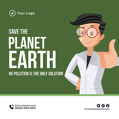 Banner poster template of save earth with no pollution