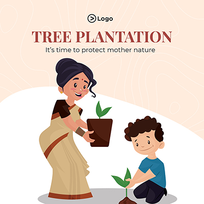 Banner template for protect earth with tree plantation