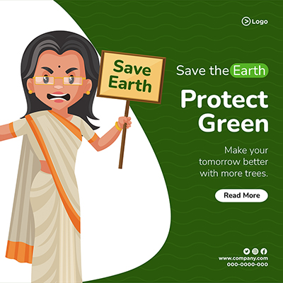 Banner template for protect green and save earth