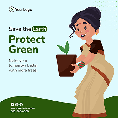 Banner template post of protect green with trees