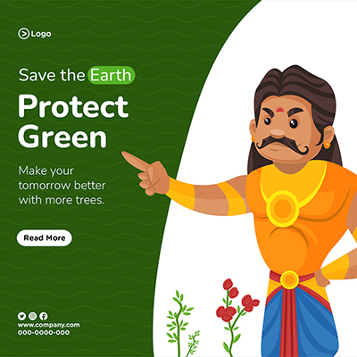 Banner template with protect green and save earth