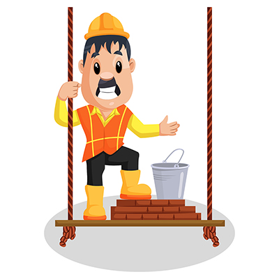 Illustration of indian builder working with bricks