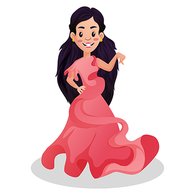 Indian female tailor illustration wearing fashionable dress