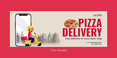Pizza delivery application on mobile cover template