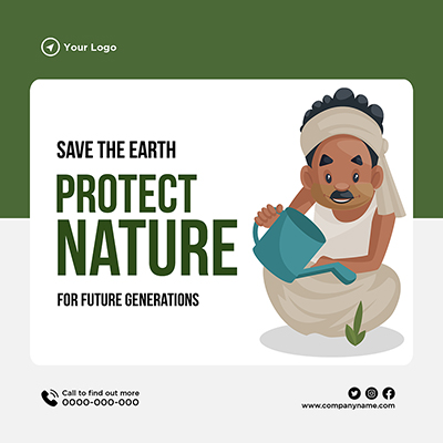 Protect mother nature flat banner template