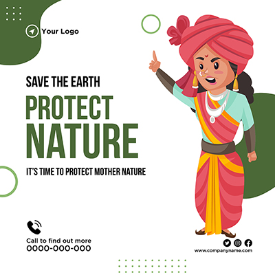 Protect nature save earth with banner template