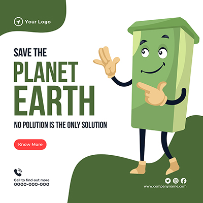 Save the planet earth no pollution banner post template