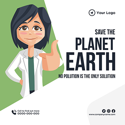 Save the planet earth no pollution on banner template