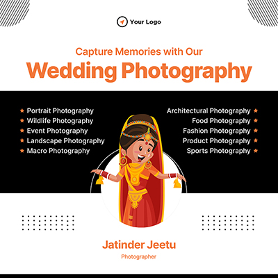 Wedding photography specialist banner template