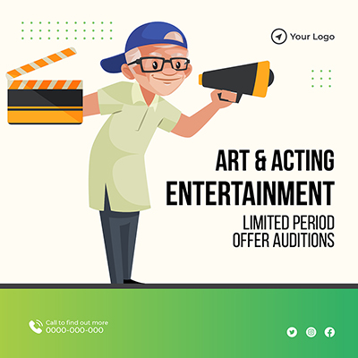 Art and acting entertainment on banner template post