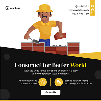 Banner template for building construction work