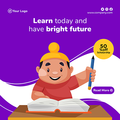 Banner template of school education classes poster