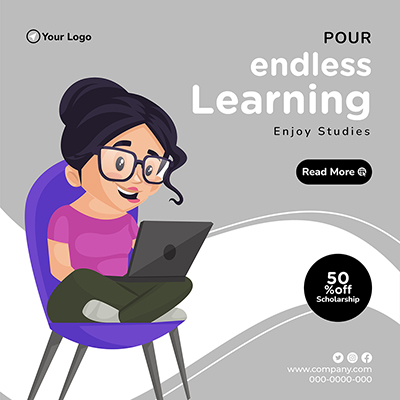 Banner template with learning classes online