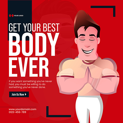 Body fitness training banner poster template