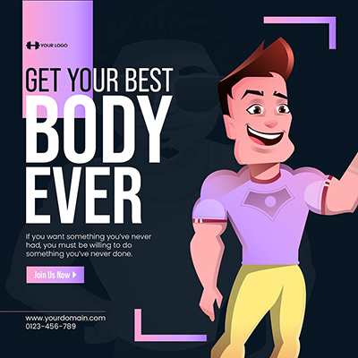 Body fitness training banner template post