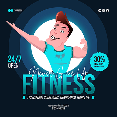 Body fitness training banner template poster