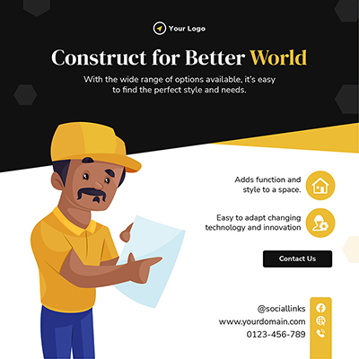 Building construction service banner template design