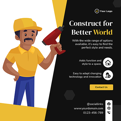 Buildings construction services banner template poster