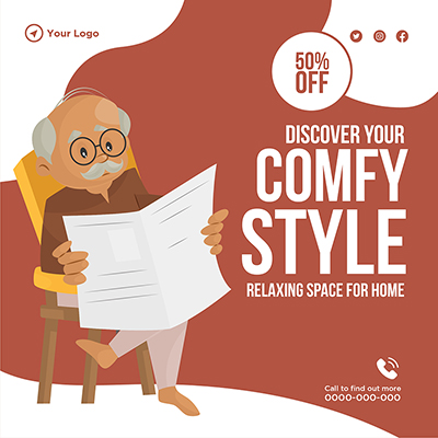 Comfortable furniture style with banner template