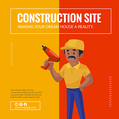 Construction work site banner post template