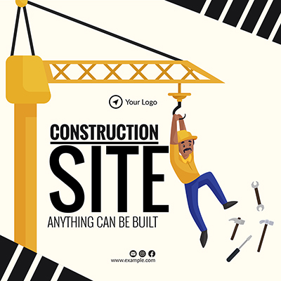 Construction work site banner template