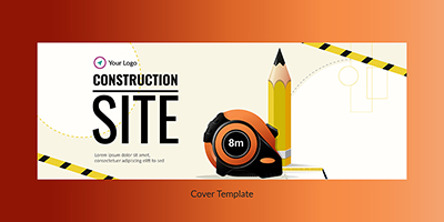 Construction work site cover design template