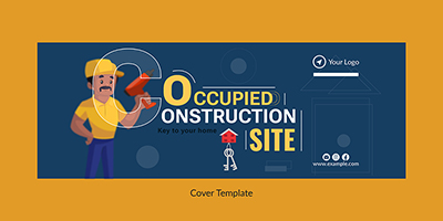 Construction work site cover poster template