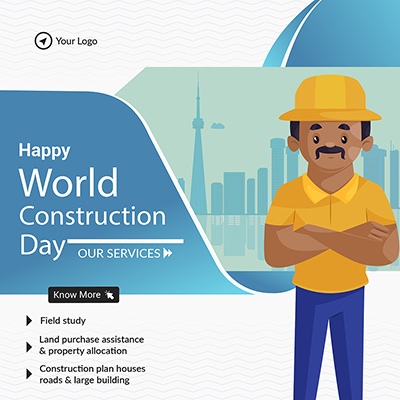 Happy world construction day banner post template