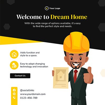 Home construction services banner poster template
