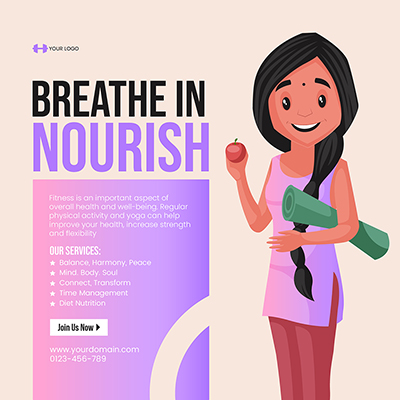 Meditation and mindfulness flat banner template