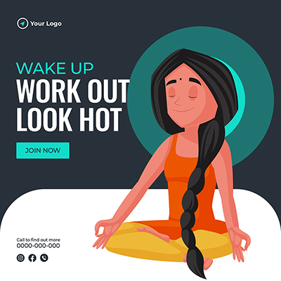 Meditation theme healthy lifestyle web banner template