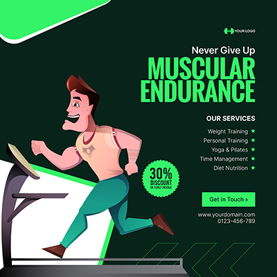 Muscle strength training banner post template