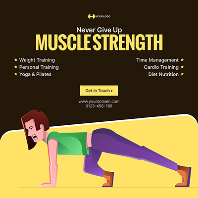 Muscle strength training banner template post