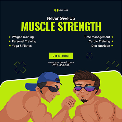 Muscle strength workout banner template