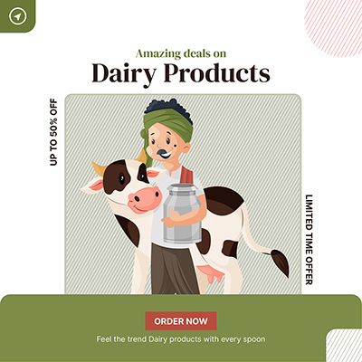 Natural dairy products banner post template