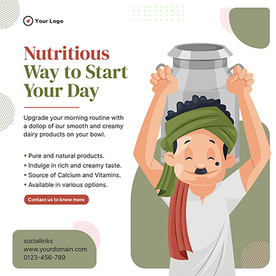 Nutritious dairy product banner post template