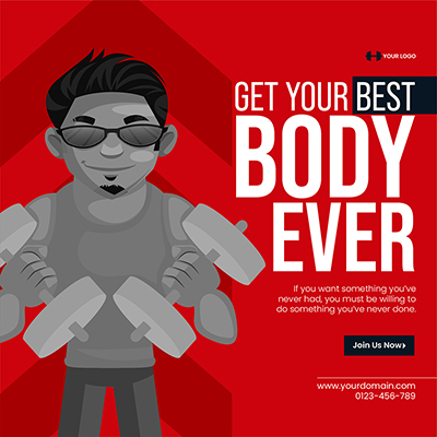 Physical fitness training banner template poster