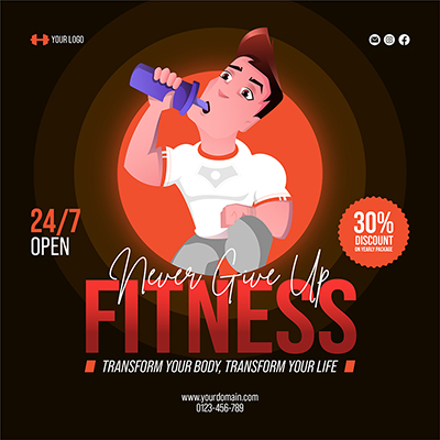 Physical fitness training on banner post template